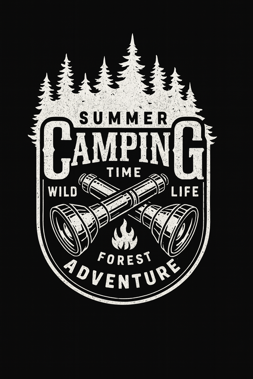 Summer Camping Forest Adventure Flashlight Tee (Black)
