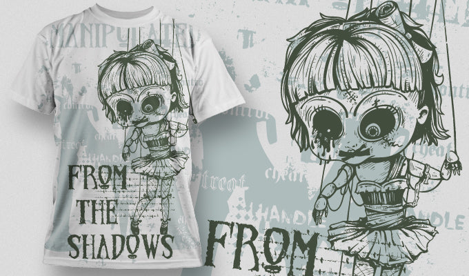 Whimsical Doll Graphic Tee (Black)