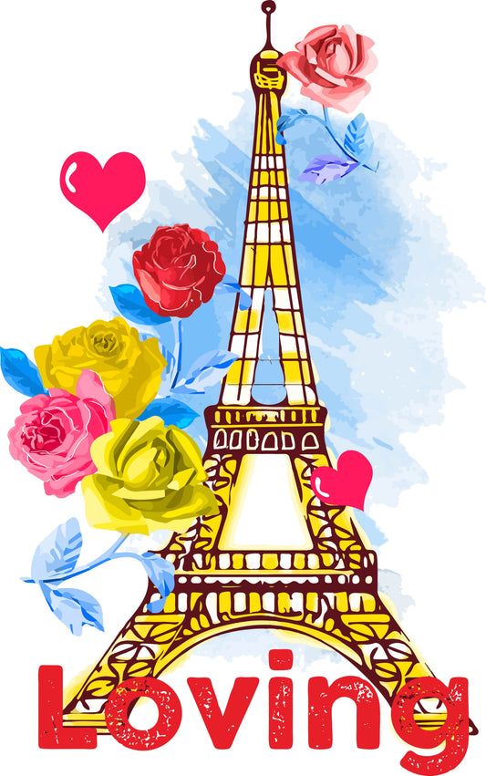Eiffel Tower Floral T-shirt (Black)