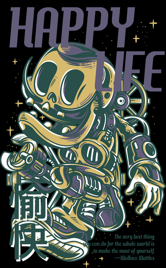 Happy Life Graphic T-shirt (White)