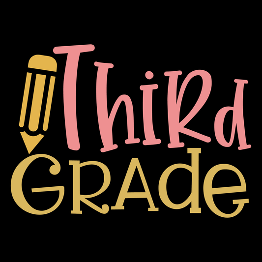 Third Grade Pencil Design Tee (Black version)