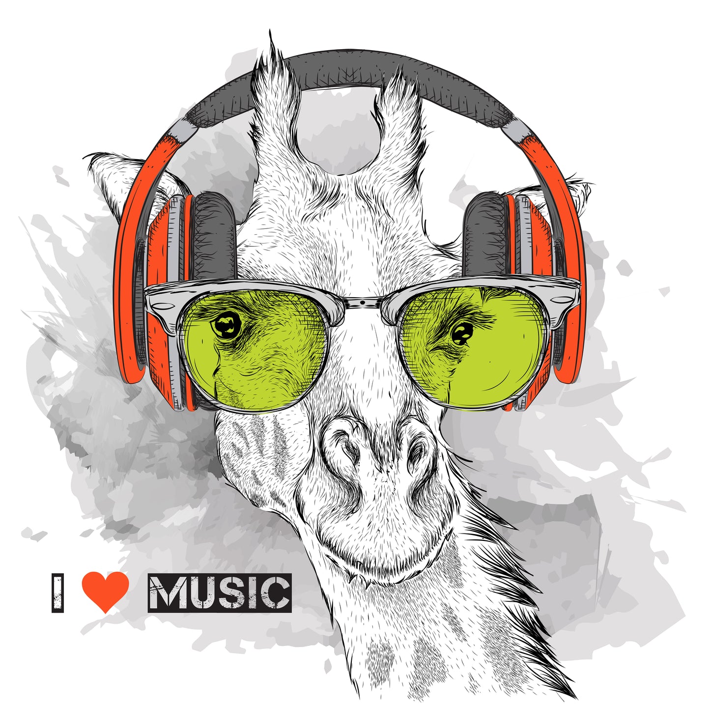 Giraffe With Headphones Tee (White)