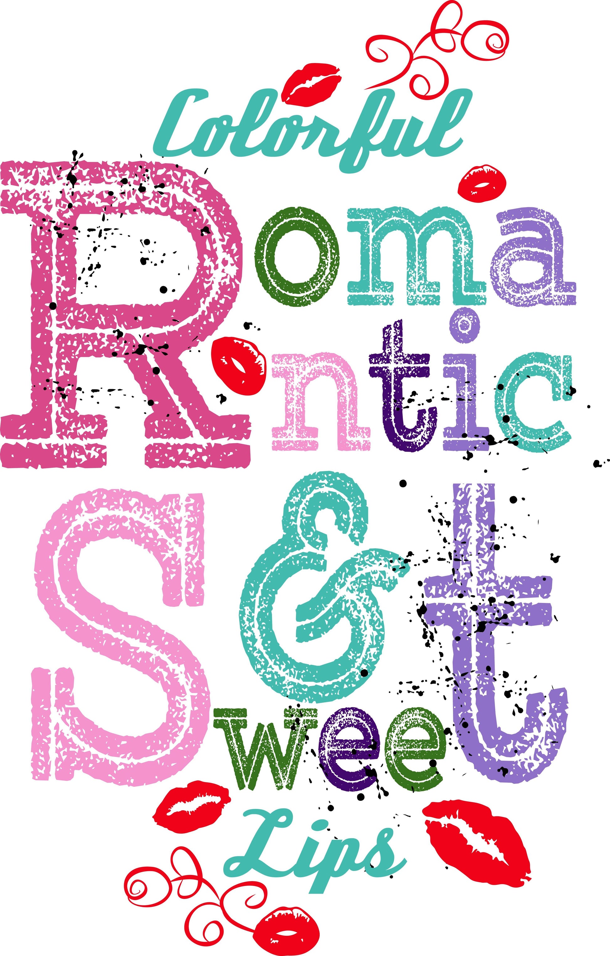 Colorful Romantic Sweet Lips Tee (White)