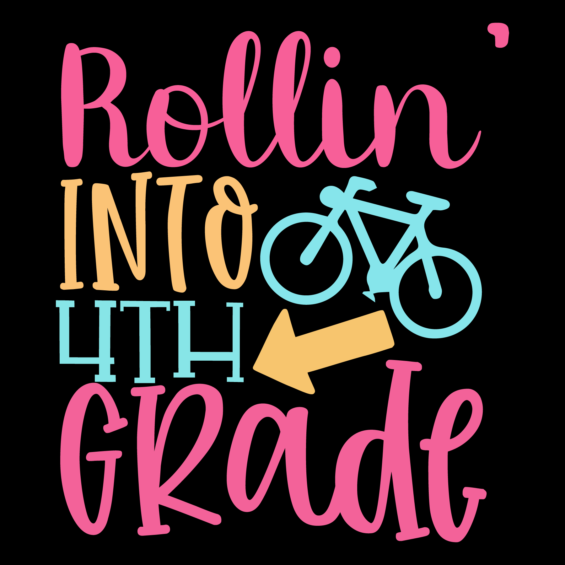 Rollin' Into 4th Grade T-Shirt (Black version)