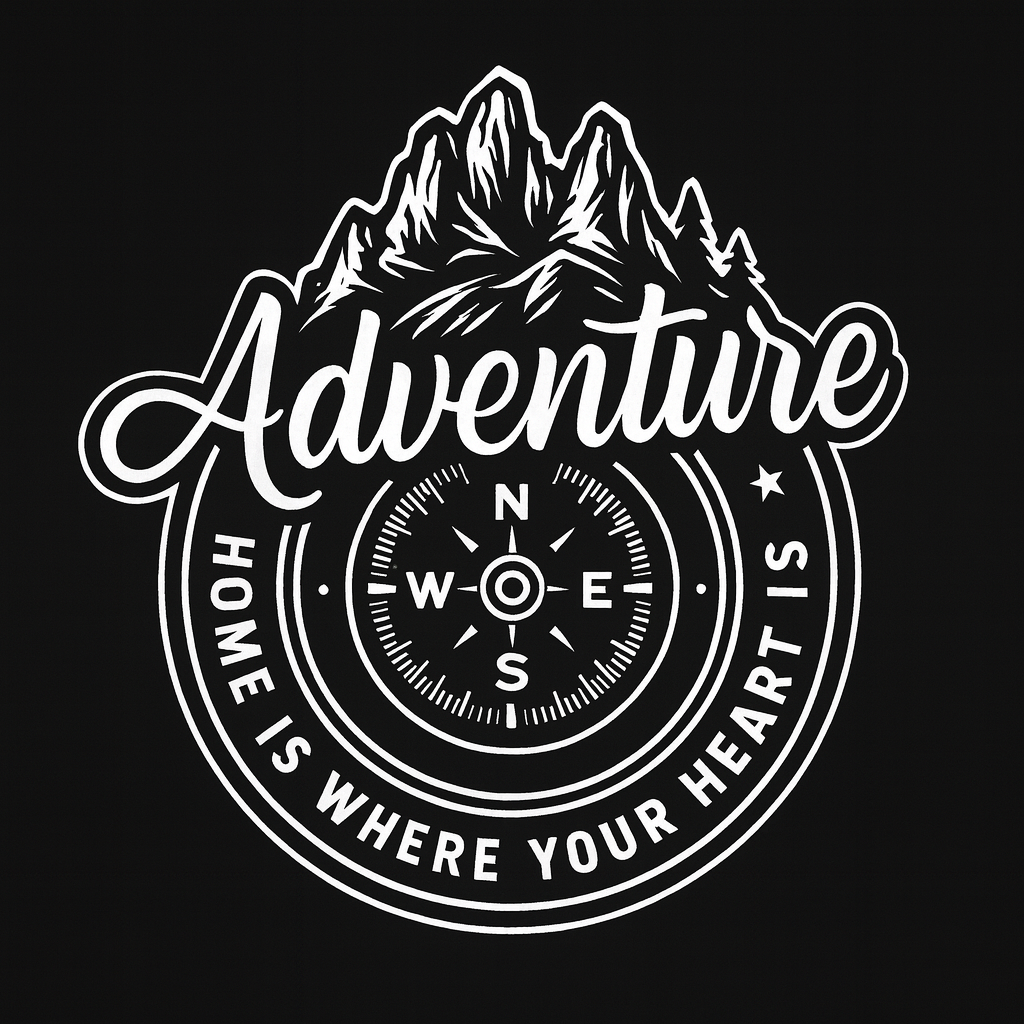 Adventure Compass 'home Is Where Your Heart Is' Tee (Black)