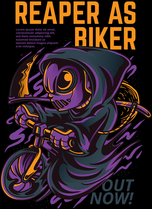 Biker Reaper Graphic Tee (White)