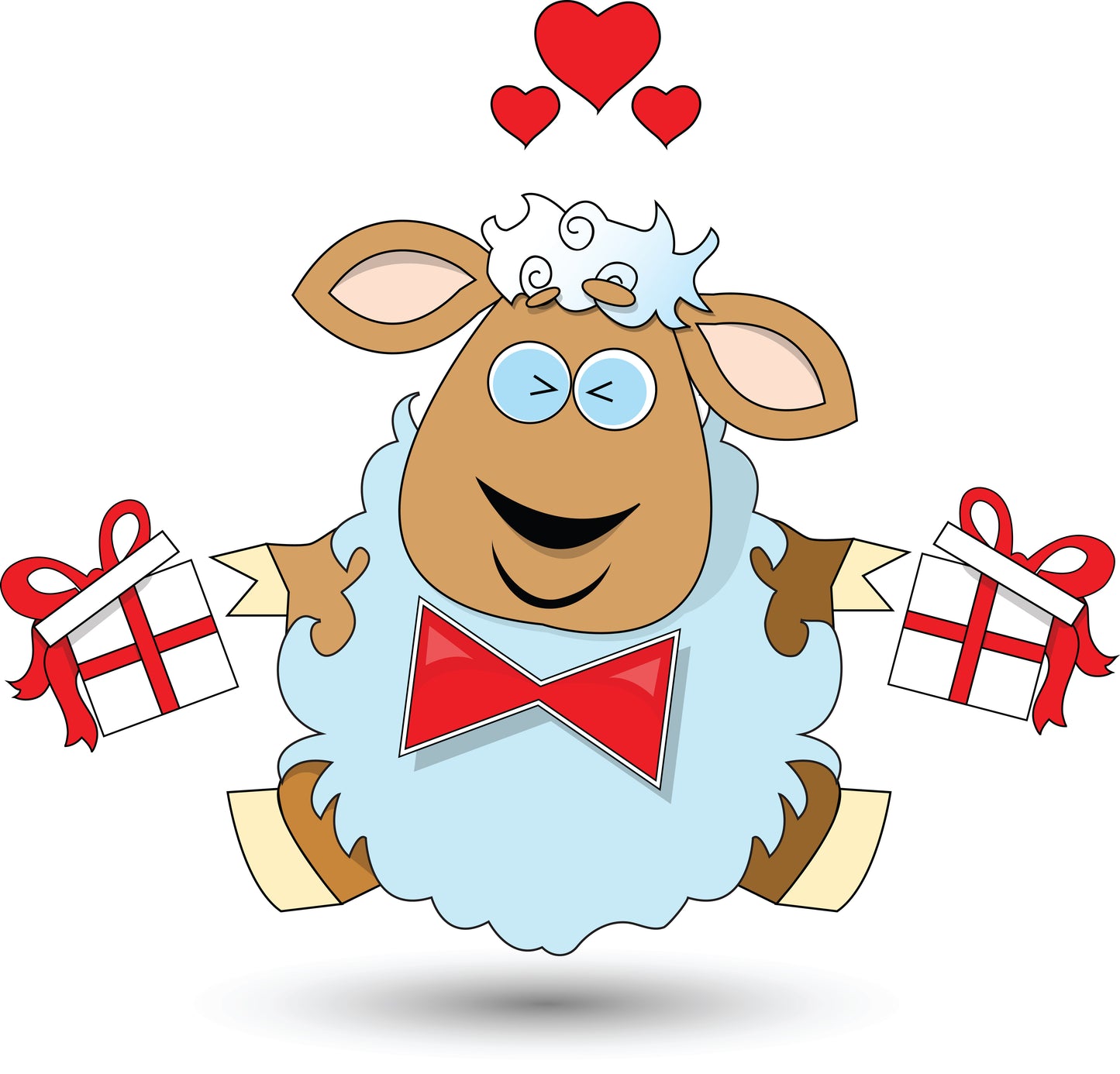 Cheerful Gift Giving Sheep T-shirt (White)