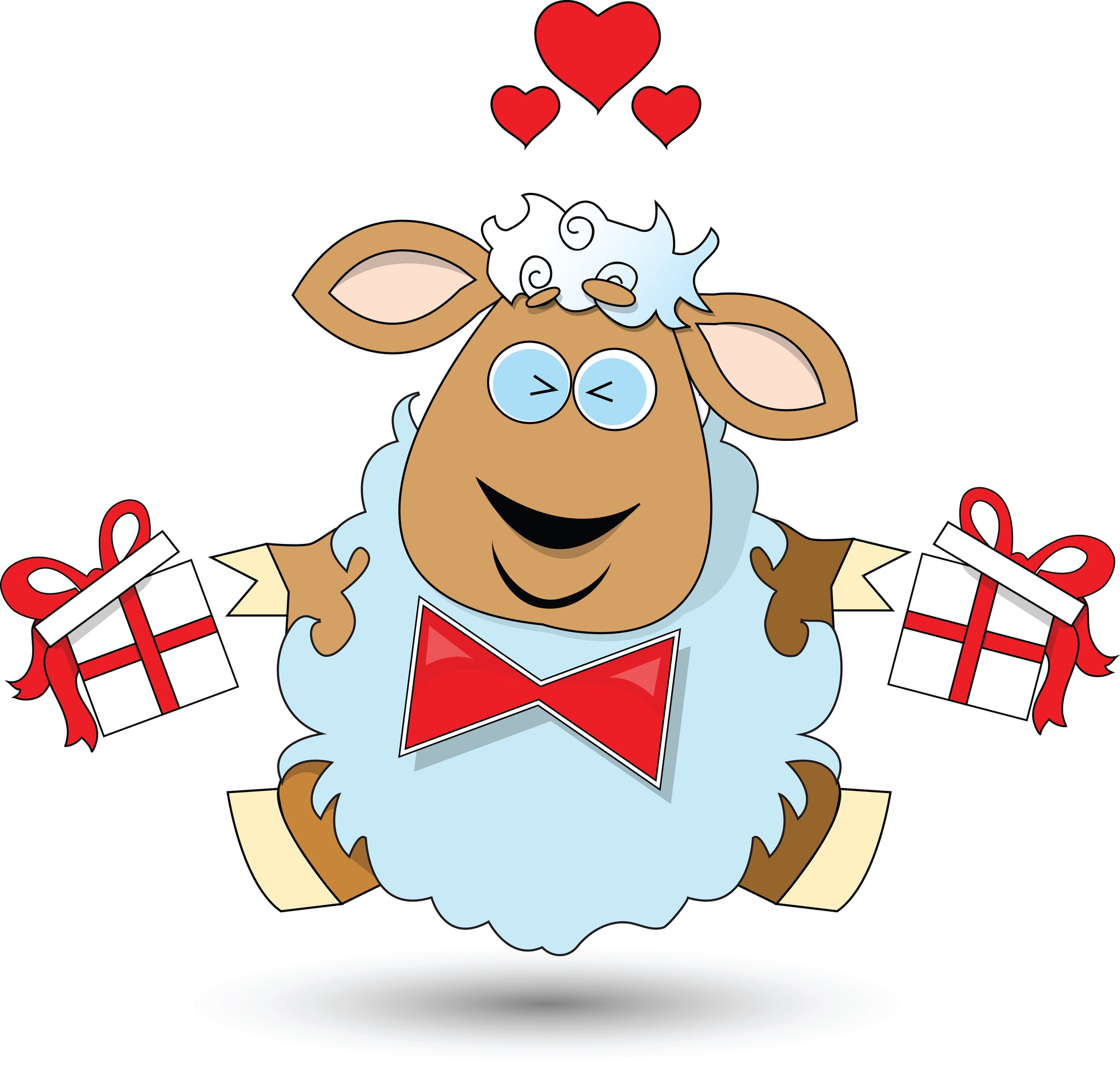 Cheerful Gift Giving Sheep T-shirt (White)