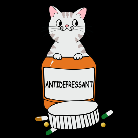 Cute Cat With Medicine Bottle (White)