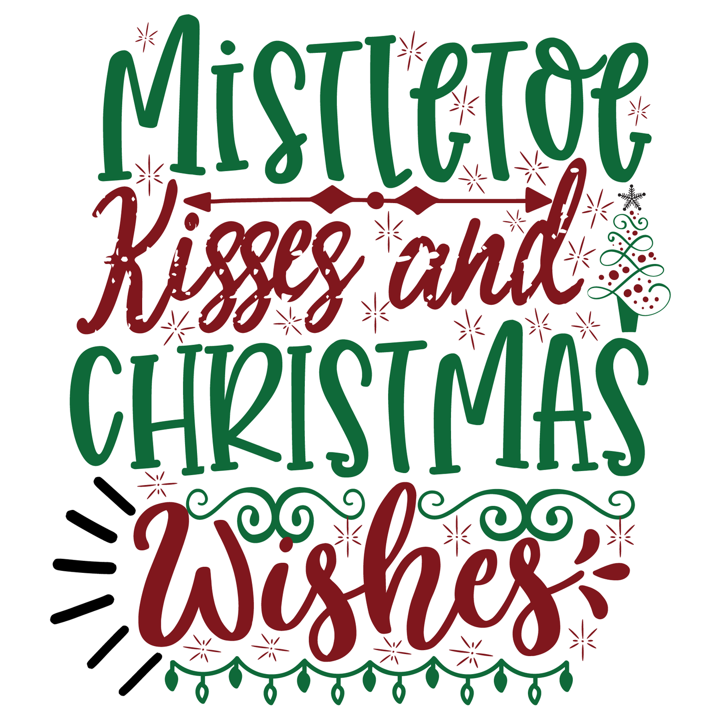 Mistletoe Kisses Christmas Wishes (White)