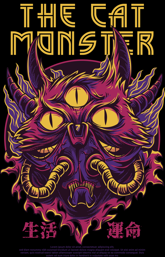 Cat Monster Graphic Tee (White)