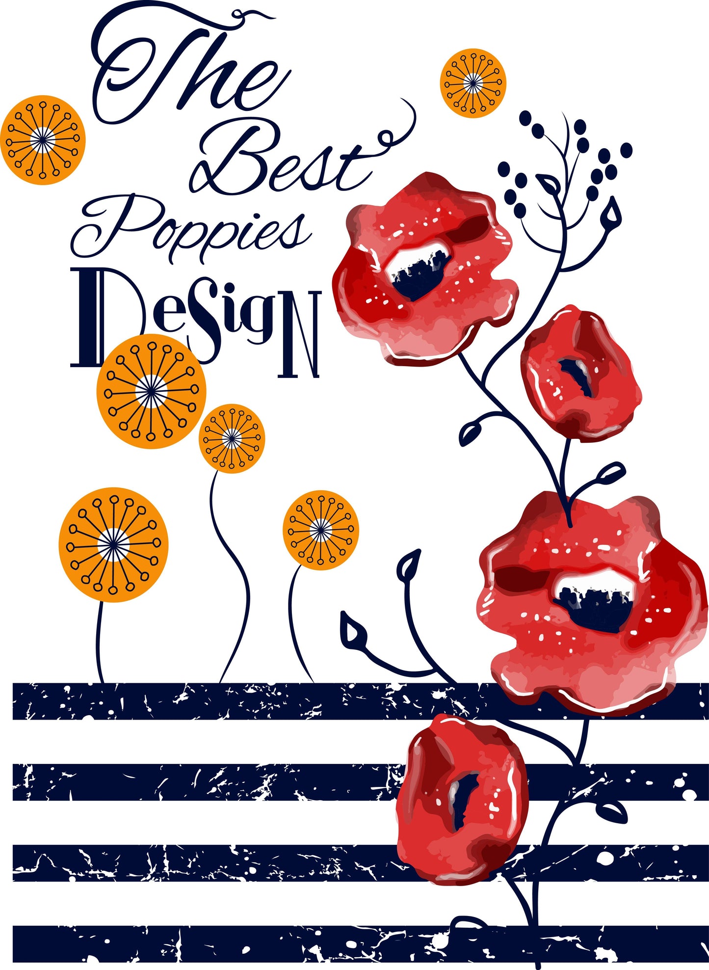 Floral Poppies Design T-shirt (White)