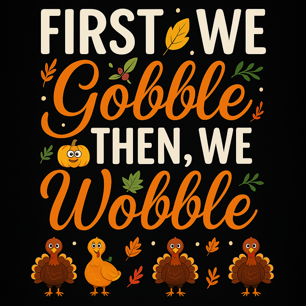 Thanksgiving Gobble Wobble T-shirt (Black)