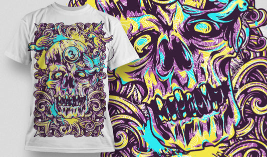 Vibrant Skull Graphic T-shirt (White)