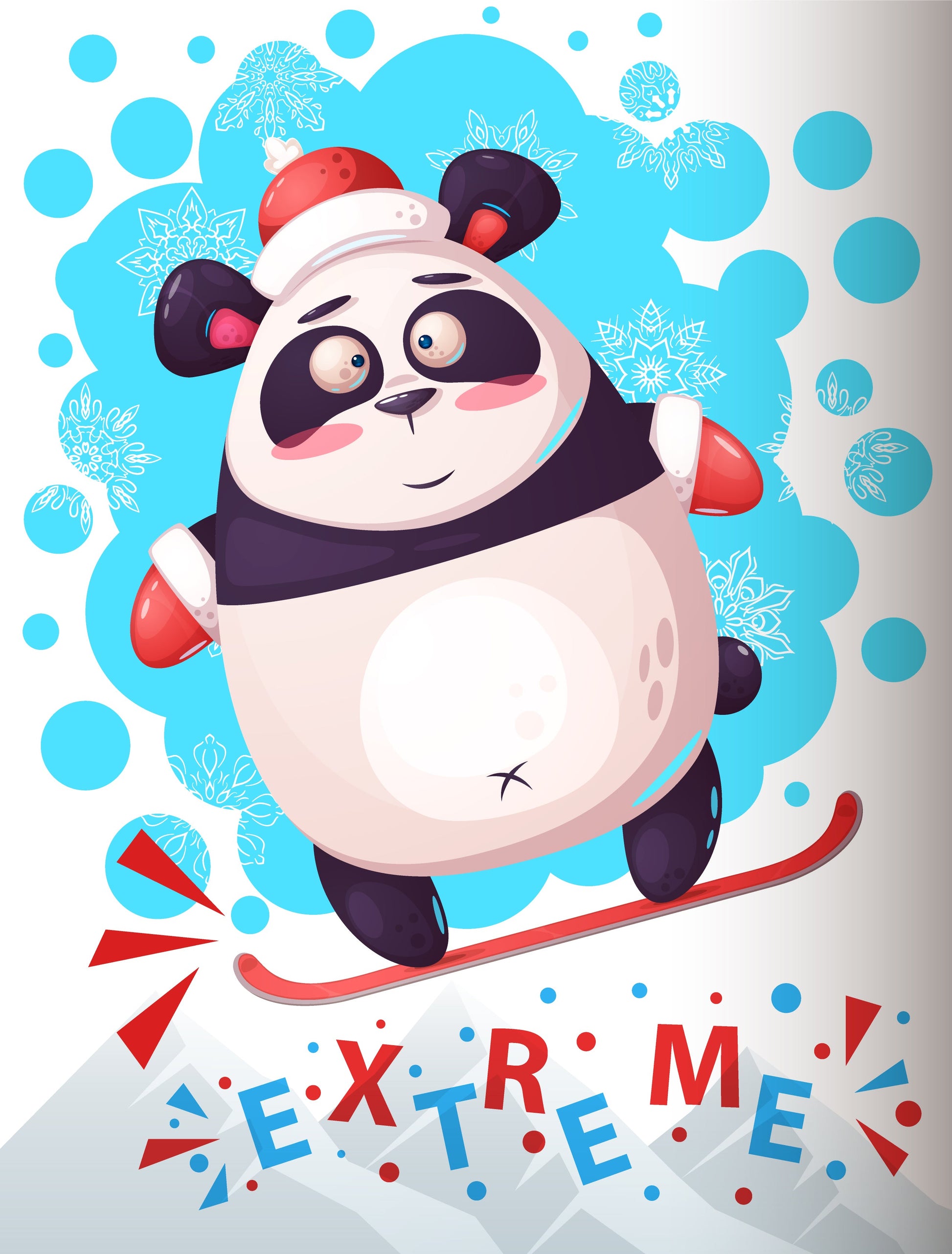 Extreme Panda Skiing T-shirt (Black)