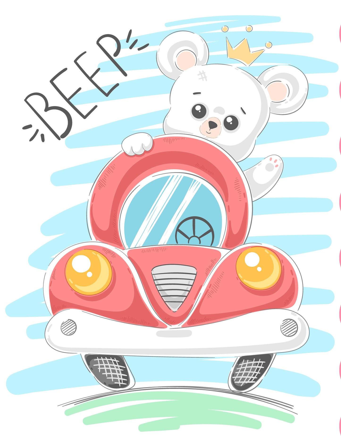 Cute Bear In Car T-shirt (Black)