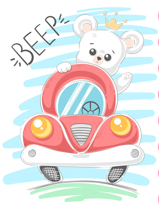 Cute Bear In Car T-shirt (Black)