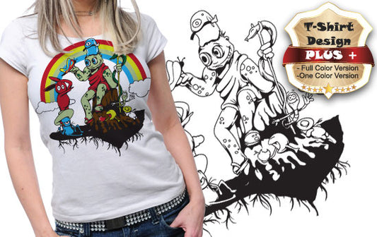 Colorful Graphic T-shirt Design (Black)