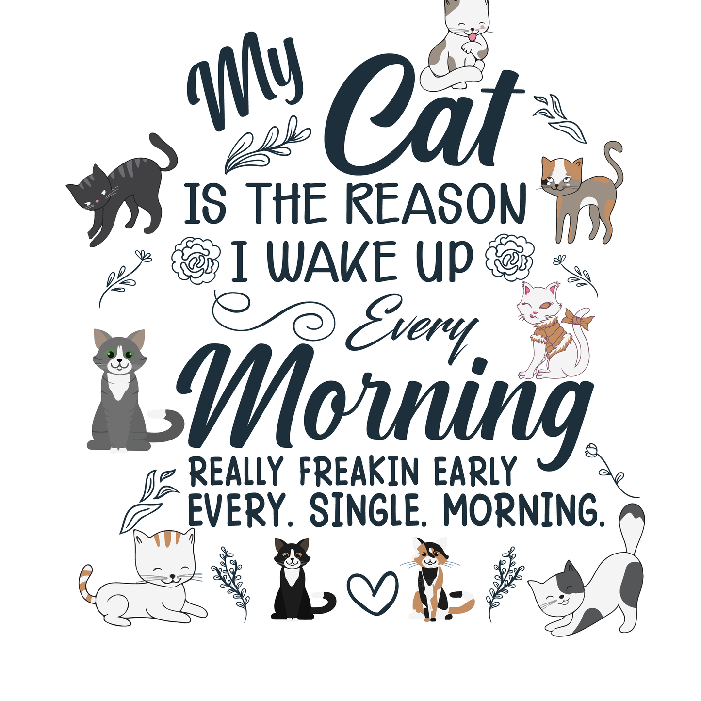 Cat Lover Morning T-shirt (White)