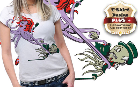 Whimsical Octopus T-shirt Design (Black)
