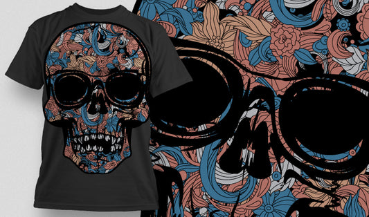 Floral Skull Graphic T-shirt (Black)