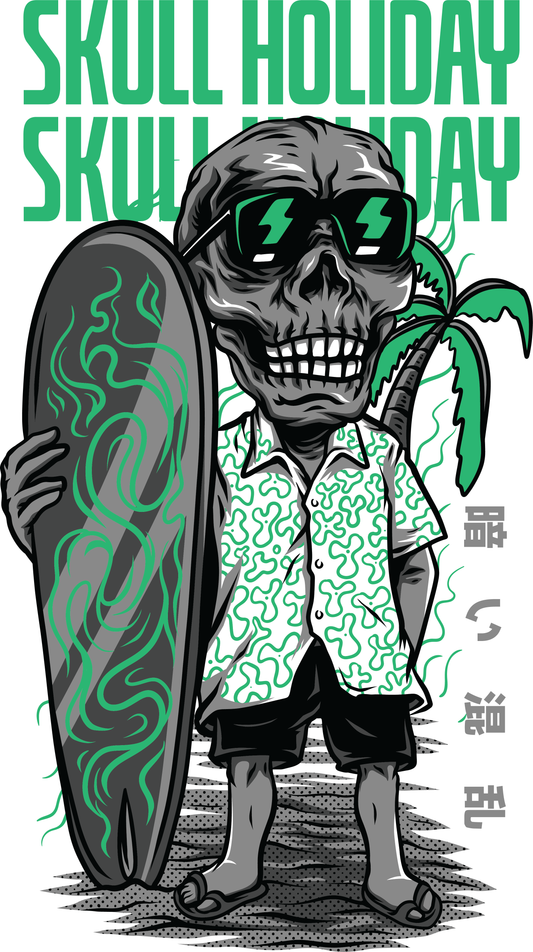 Skull Holiday Surf T-shirt (White)