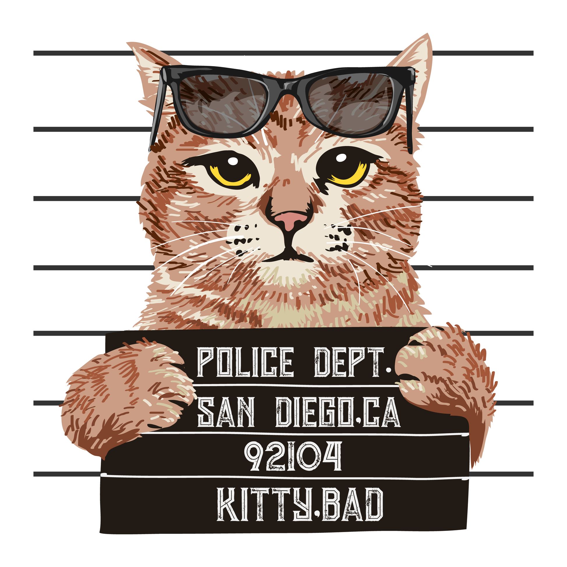 Mugshot Cat Graphic Tee (White)