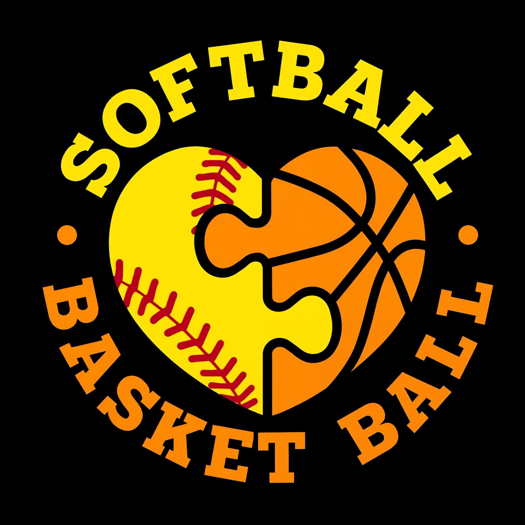 Softball And Basketball Heart Design