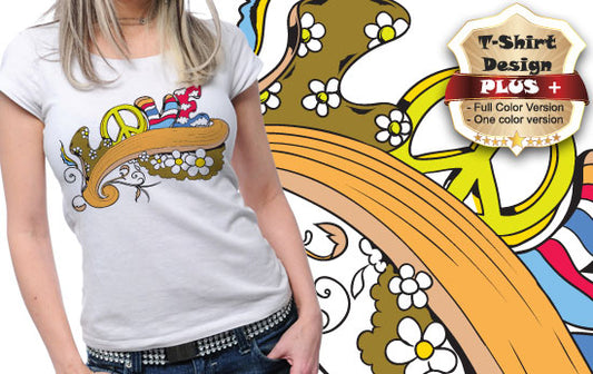 Colorful Floral Peace T-shirt (White)