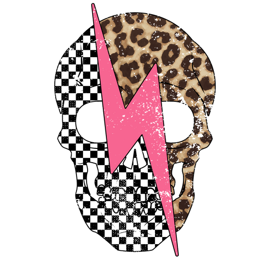 Skull Leopard Bolt — Tee (White)