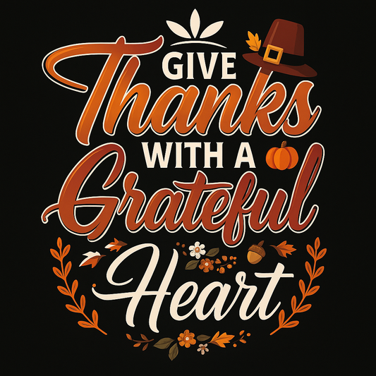 Thankful Heart Thanksgiving T-shirt (Black)