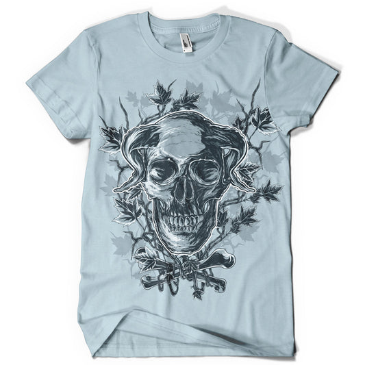 Skull And Leaves Graphic Tee (Black)