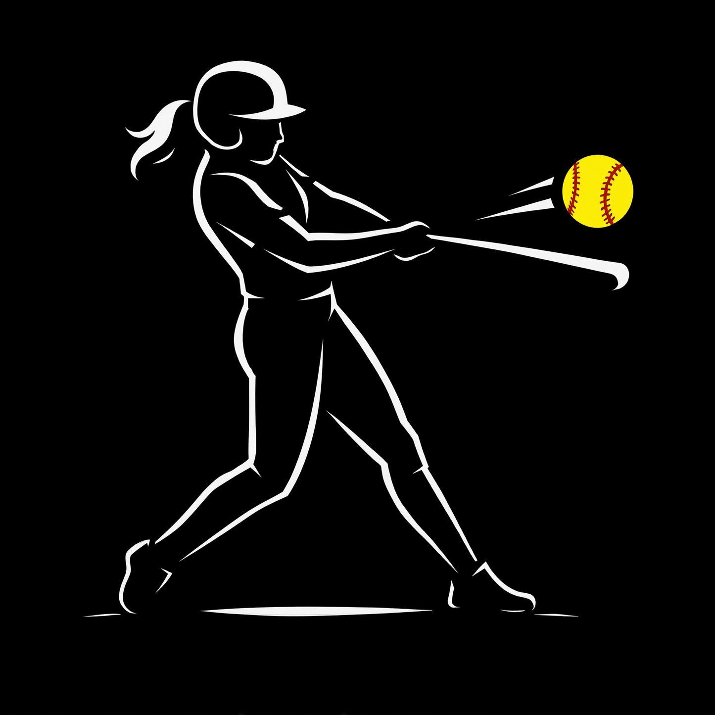 Softball Player Swinging Bat