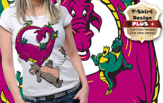 Playful Dragon Graphic Tee (Black)