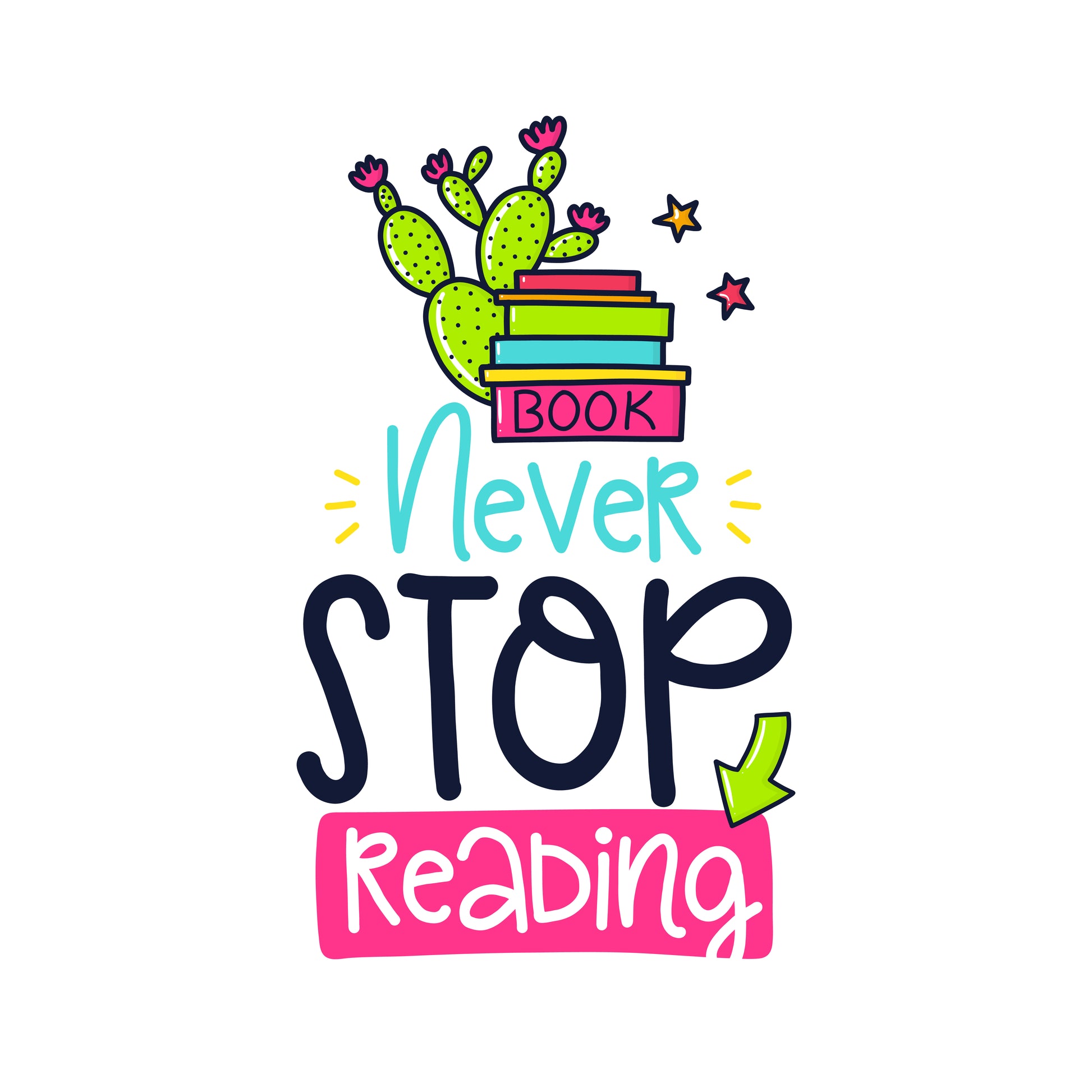 Never Stop Reading T-shirt (White)