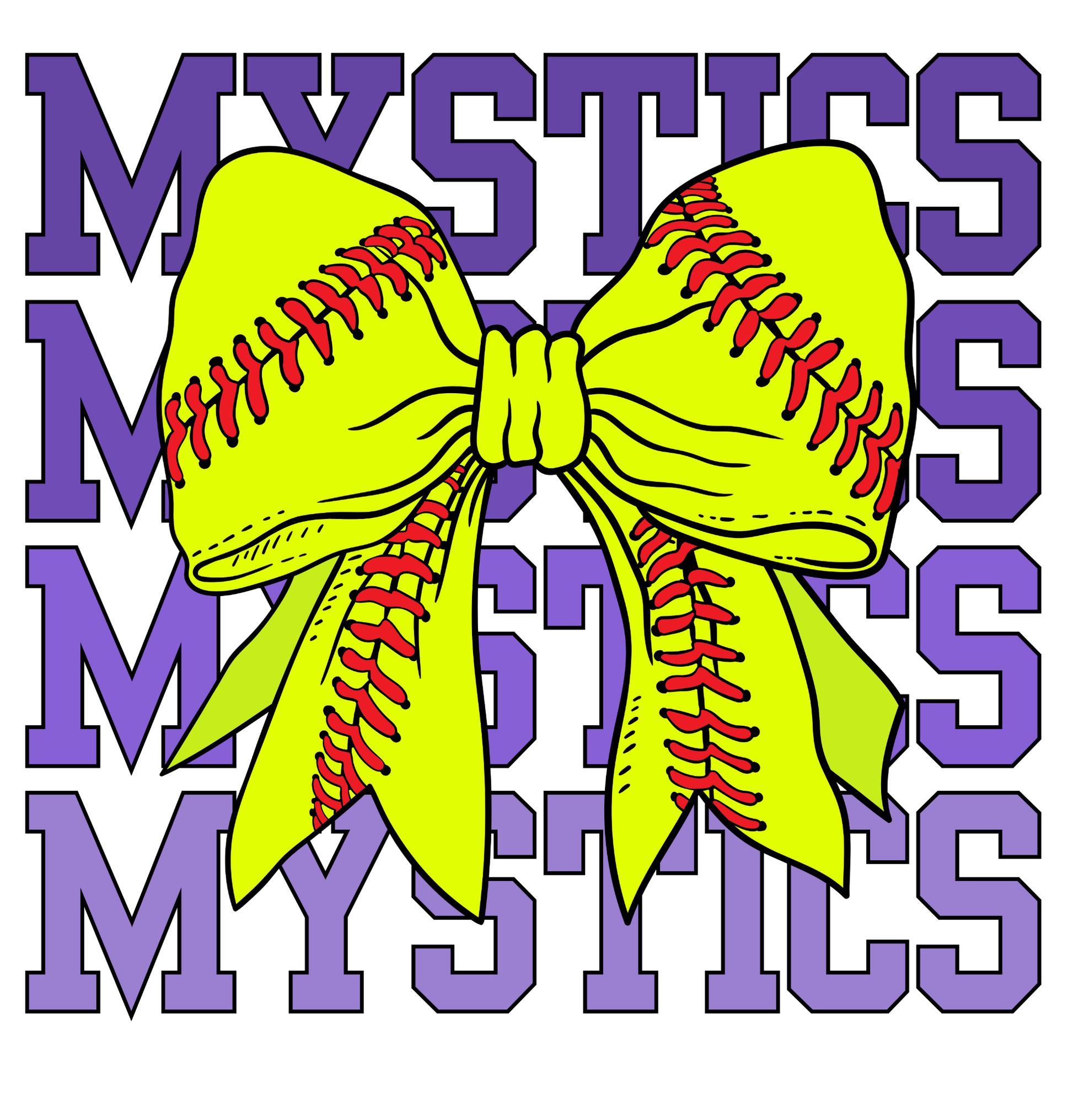 Mountain Mystics Softball — Bow Stack Tee (Light Purple)