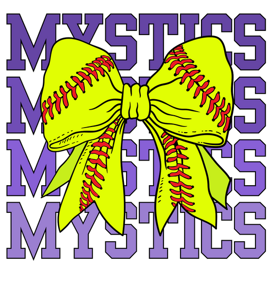 Mountain Mystics Softball — Bow Stack Tee (Light Purple)