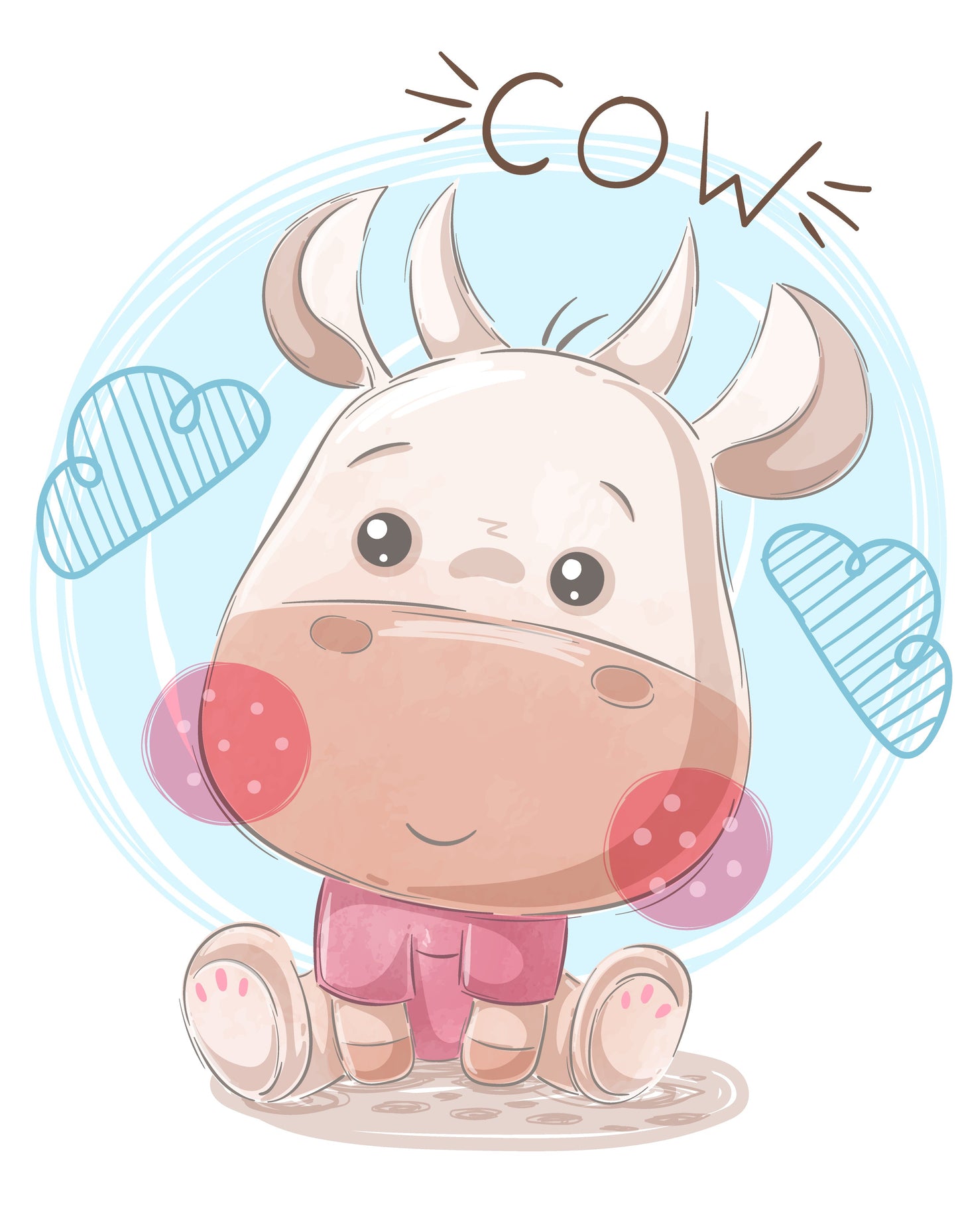 Cute Cow Graphic T-shirt (White)