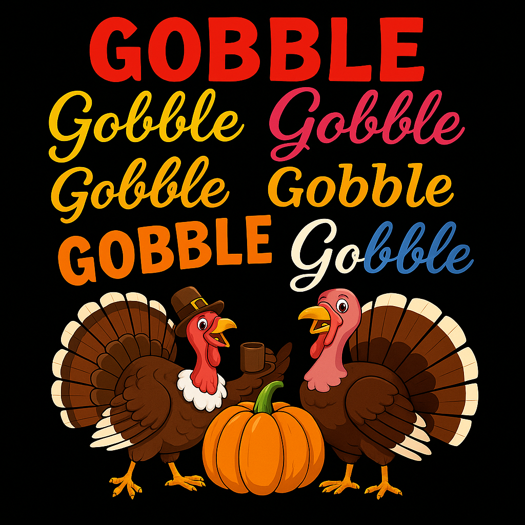 Thanksgiving Turkey Gobble T-shirt (Black)