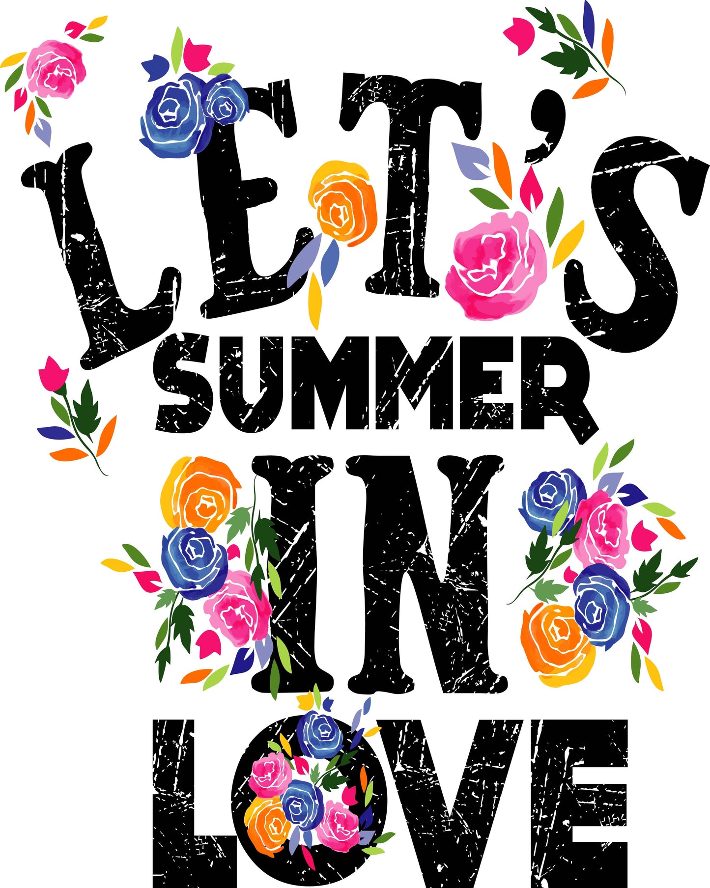 Summer Love Floral T-shirt (Black)