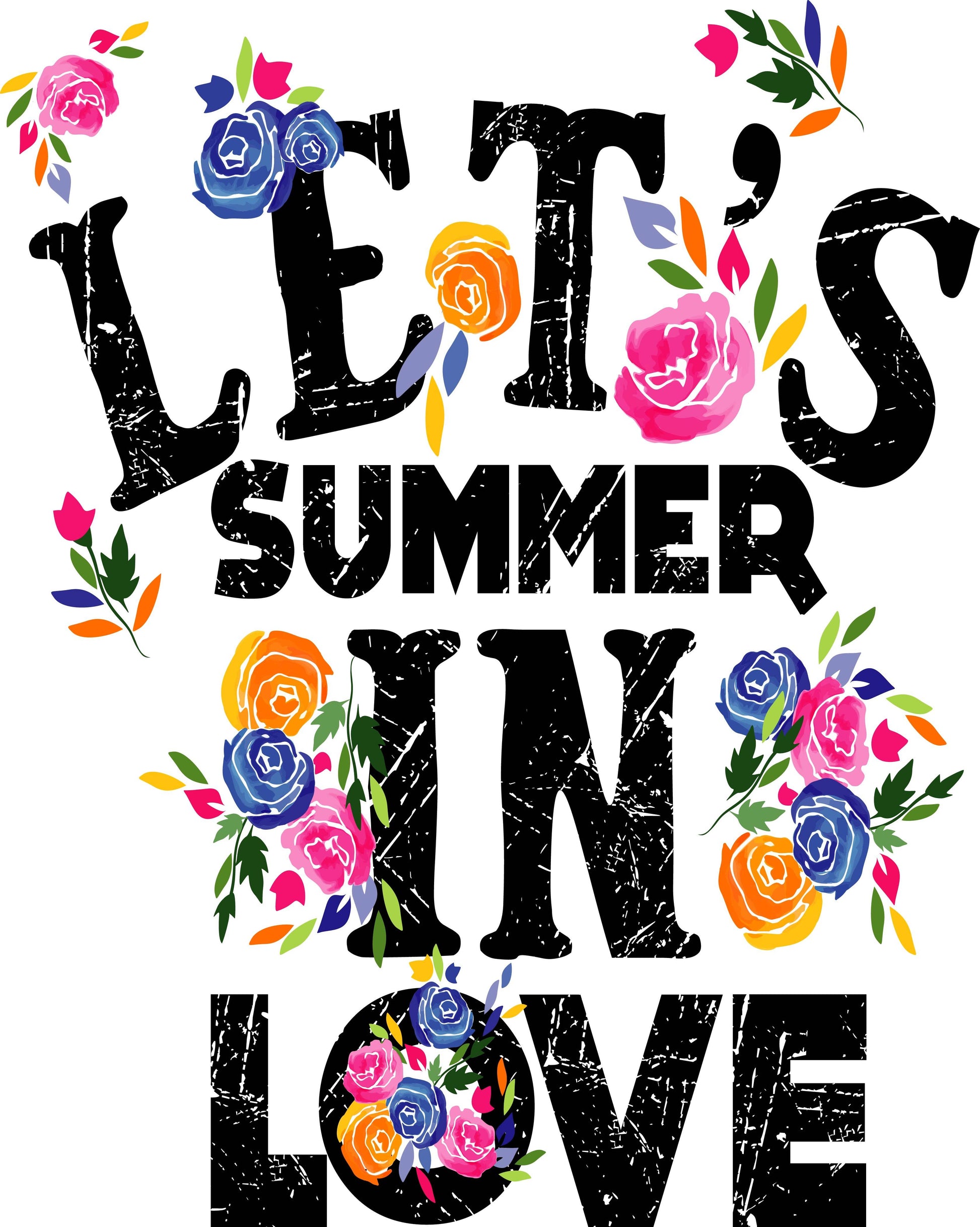 Summer Love Floral T-shirt (Black)
