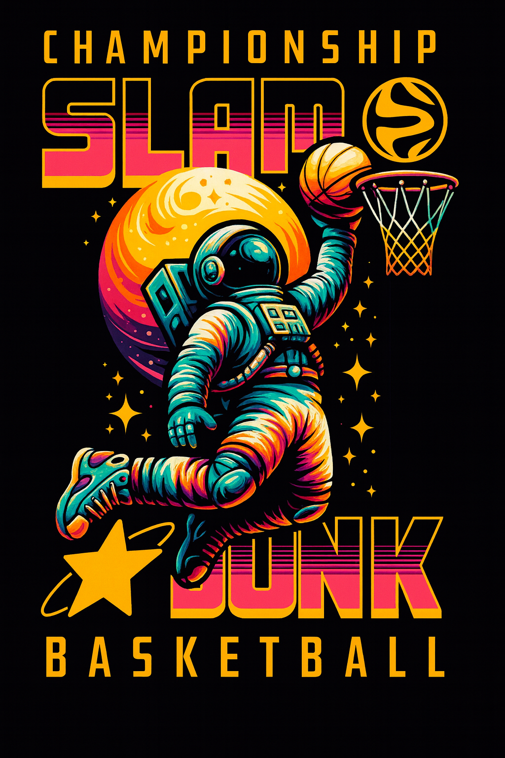 Astronaut Basketball Slam Dunk Tee