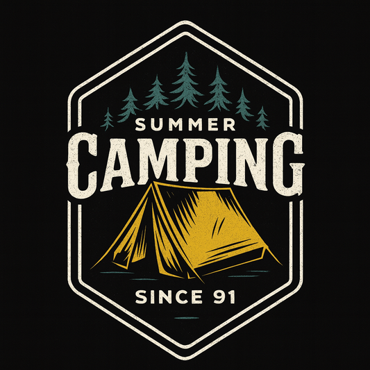 Summer Camping Tent '91 Badge Tee (Black)