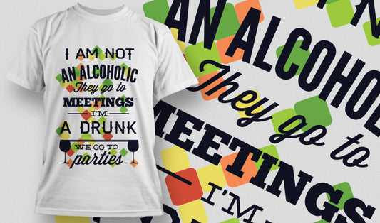 Humorous Party-themed T-shirt (Black)