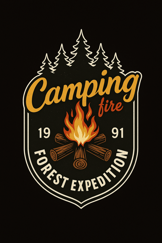 Camping Fire Forest Expedition 1991 Tee (Black)