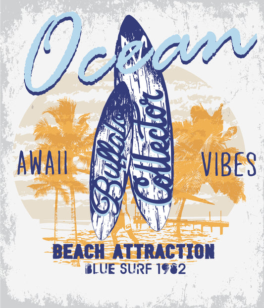 Ocean Vibes Surf T-shirt (Black)
