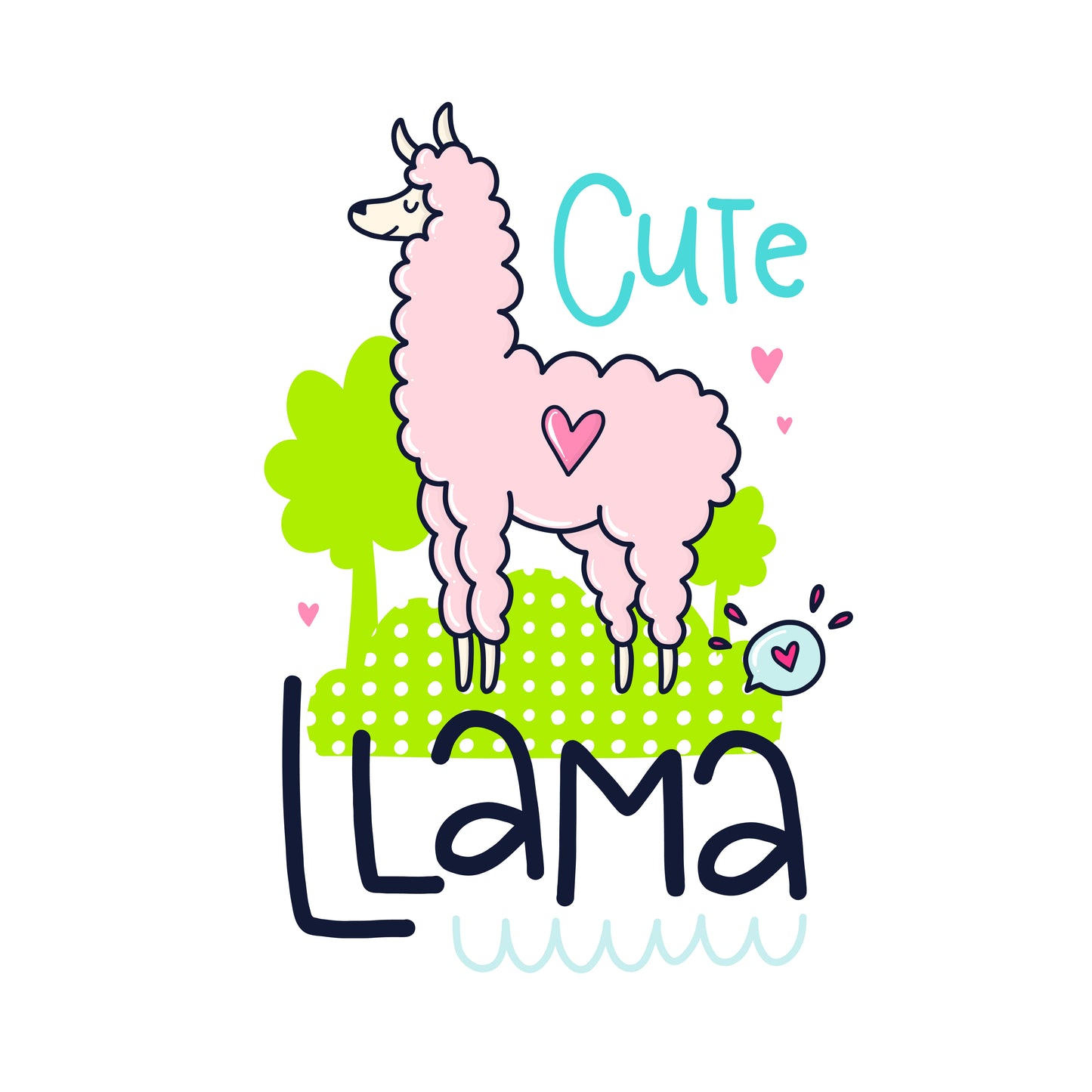Cute Llama Graphic Tee (White)