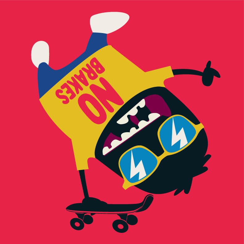 Playful Skateboarding Graphic Tee (Black)