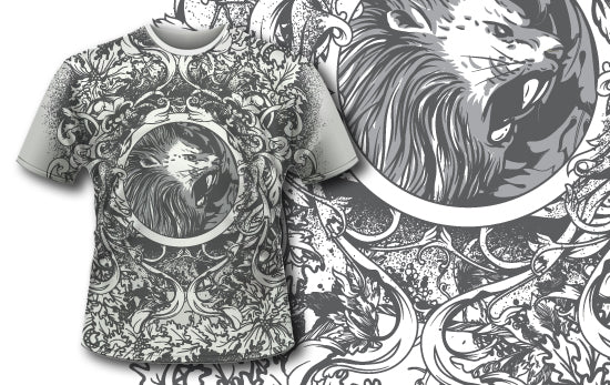Artistic Lion Graphic T-shirt (Black)