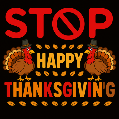 Thanksgiving Turkey Graphic Tee (Black)